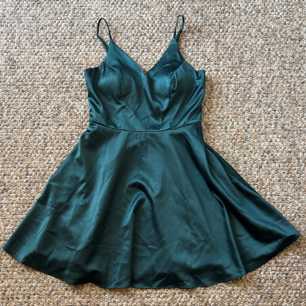 B Darlin Teal Spaghetti Strap Dress